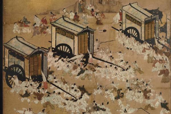 江户时代 车争图屏风-画册