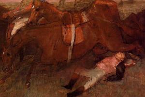 德加作品集-Scene from the Steeplechase - the Fallen Jockey - 1866 - PC
