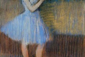 德加作品集-Dancer in Blue at the Barre - circa 1889 - Private collection - pastel