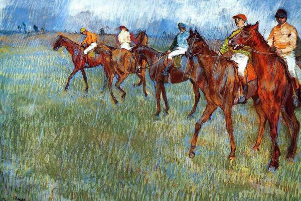 德加作品集-Jockeys in the Rain - 1886 - Glasgow Art Gallery and Museum (Scotland)