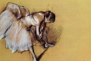 德加作品集-Dancer Adjusting Her Sandel - circa 1890 - Private collection - pastel