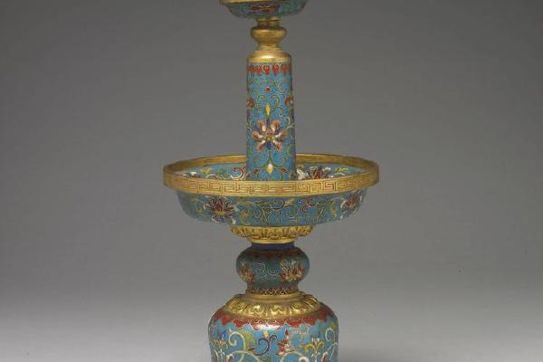 西元1644-1911年 清 铜珐瑯烛台（五供）