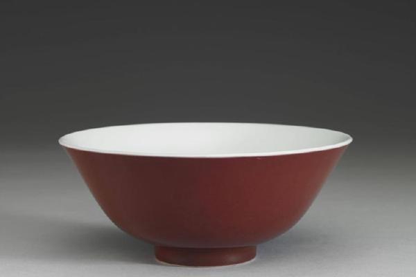 清 雍正 红釉碗-4