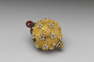 西元1644-1911年 包金镶米珠回钮-4