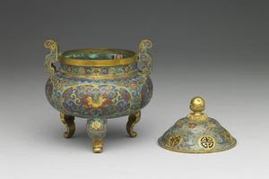 清 乾隆  西元1736-1795年 乾隆铜珐瑯炉