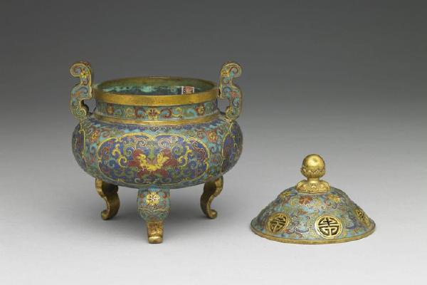 清 乾隆  西元1736-1795年 乾隆铜珐瑯炉