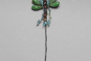 清 西元1862-1874年 同治  嵌珠石蜻蜓簪