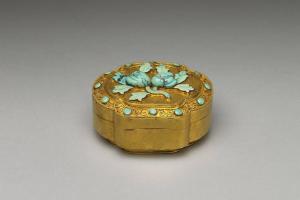 西元1644-1911年 清 金镶松石盒
