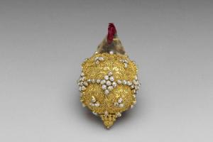 西元1644-1911年 包金镶米珠回钮-2