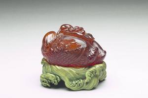清 西元1644-1911年 金珀双鸳鸯