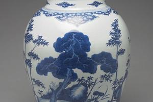 清 西元1644-1911年 青花白地花囊