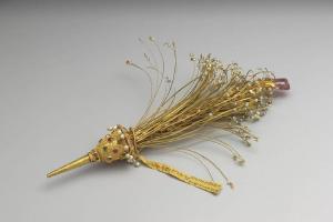 西元1644-1911年 包金嵌米珠帽花