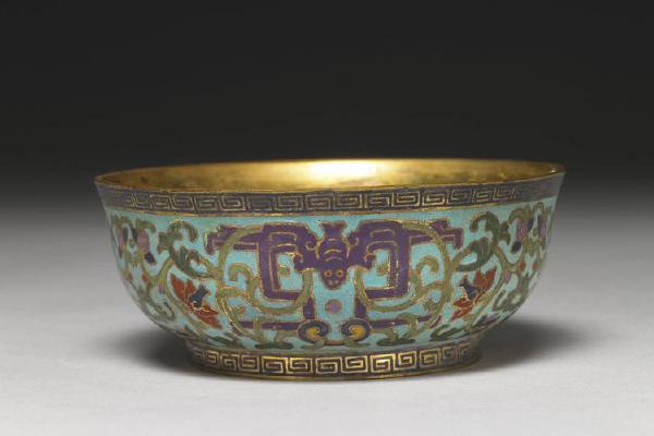 西元1644-1911年 清 铜珐瑯碗