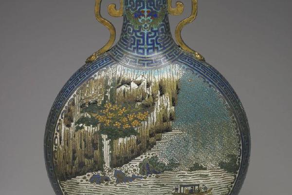 西元1644-1911年 清 乾隆 掐丝珐瑯赤壁扁壶