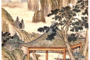 弘历观荷抚琴图轴