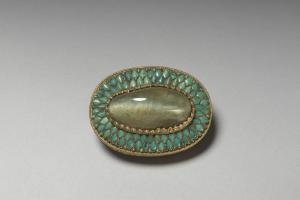 清 西元1644-1911年 铜镀金嵌宝石带扣