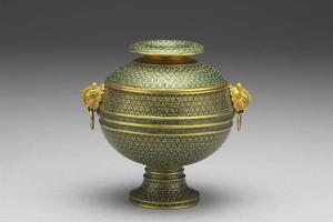 清乾隆  西元1736-1795年 乾隆 掐丝珐瑯凤耳豆