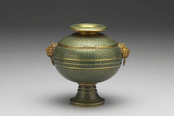 清雍正  西元1723-1735年 金胎掐丝珐瑯凤耳豆