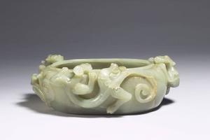 西元1644-1911年 清 玉椭圆三螭洗