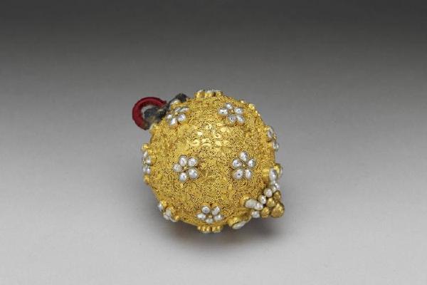 西元1644-1911年 包金镶米珠回钮-8