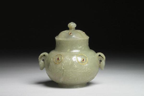 西元1644-1911年 蒙兀儿帝国  双柄盖罐