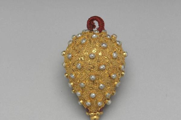 西元1644-1911年 清 包金嵌珠宝锥式钮子-1