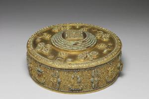 清 西元1644-1911年 银镀金镶松石满达