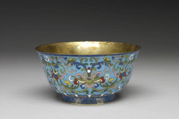 西元1644-1911年 清 铜胎掐丝珐瑯莲纹碗