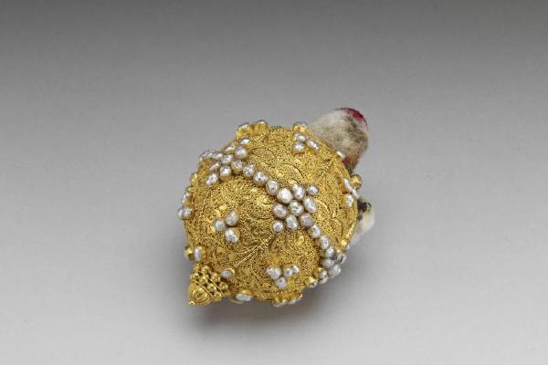西元1644-1911年 包金镶米珠回钮-3