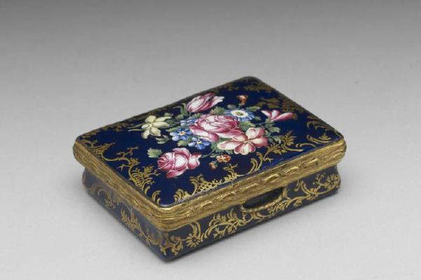 清 西元十八后半  西元1751-1800年 铜胎西洋画珐瑯花卉长方盒