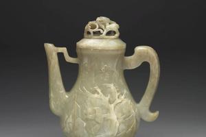西元1644-1911年 清 青玉雕梅花执壶