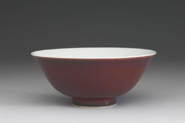 清 雍正 红釉碗-5