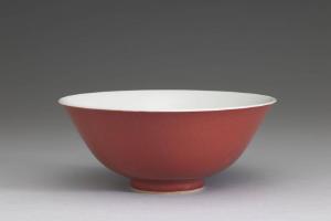 清 雍正 红釉碗-2