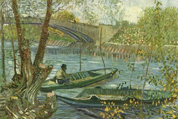 Fisherman and boats from the Pont de Clichy