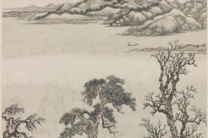 清王翚倣李营丘江干七树图轴