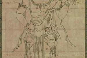白描十二天图像 焰魔天纸本(珍海本-东京)