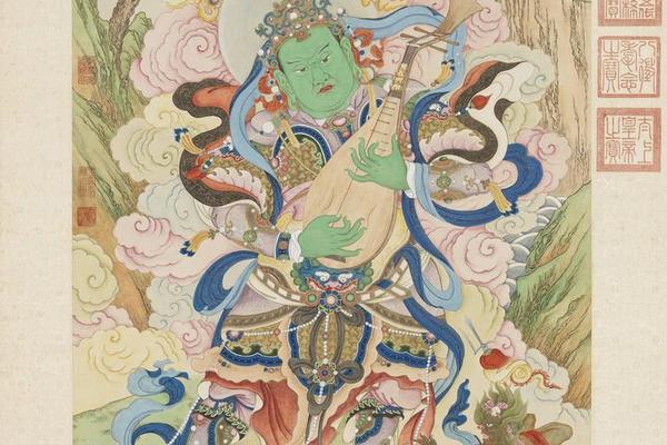 清姚文瀚画东方持国天王像轴