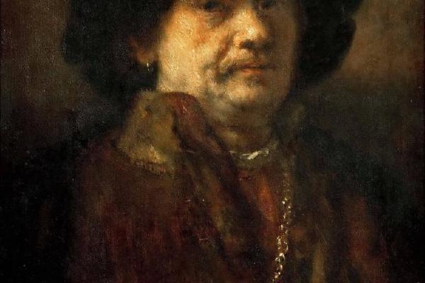 Rembrandt van Rijn -- Self Portrait in Fur Coat, with Gold Chain and Earring