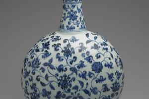 明 永乐  西元1403-1424年 永乐 青花花卉纹扁壶