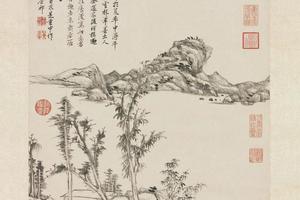 清王原祁仿倪瓒山水轴
