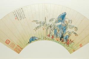雪蕉朱竹图扇页