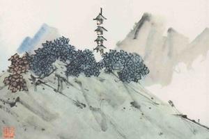 种蕉仙馆山水册之一秋山塔影山水册之二