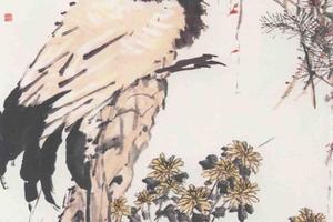 松鹤菊花图