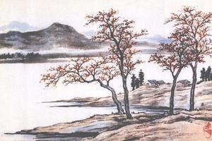 江岸红叶