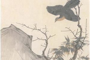 竹石双鸠图