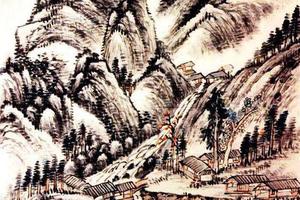 吴昌硕题趙雲壑，葉振家合作山水圍軸