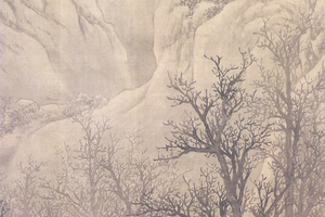 雪桥策马图轴