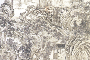 仿王蒙山水图轴