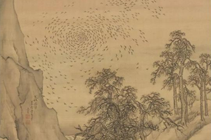仿李营丘寒林鸦阵图