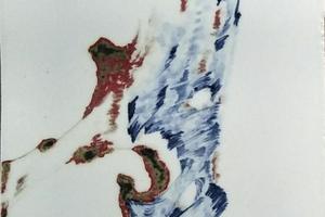 海上壶l山图（ 瓷板釉里红）